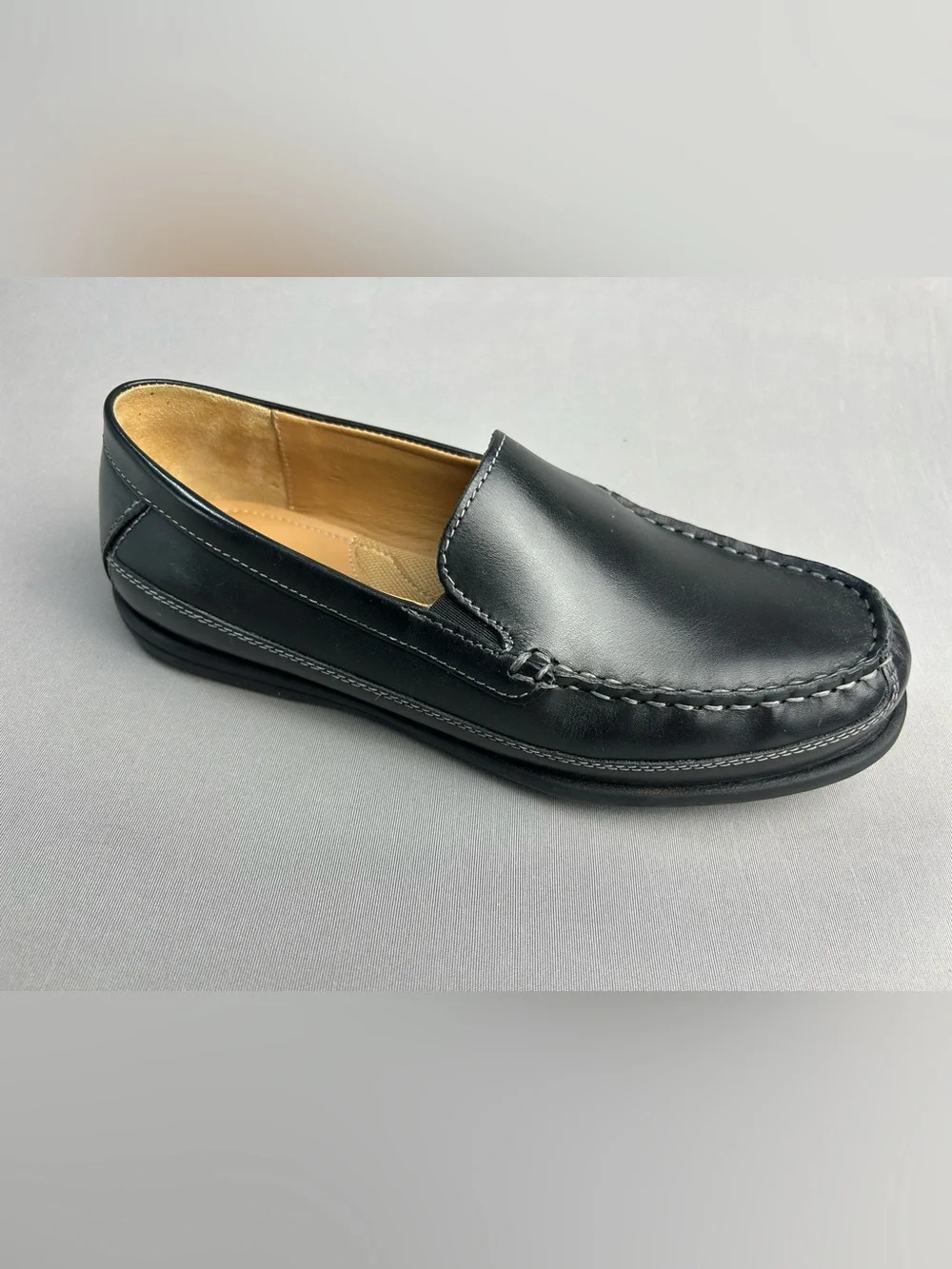 Johnston & Murphy Men’s 5.5 Teen Boys Black Leather Slip-On‎ Dress Shoes Loafers